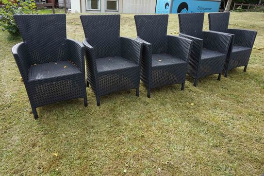 5 stk Havestole Rattan 