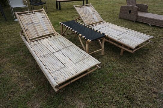 2 stk Bambus solsenge med bord 