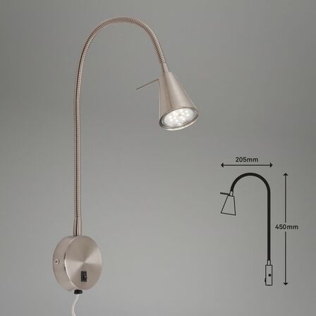 3 stk. casalux led Sengelampe med fleksibel arm i krom(ubrugt)