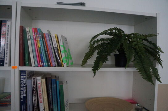 2 stk. Reoler med indhold af diverse fagbøger