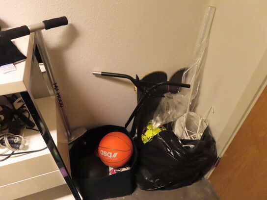 Parti skateboards, bolde, lønehjul, m.v.