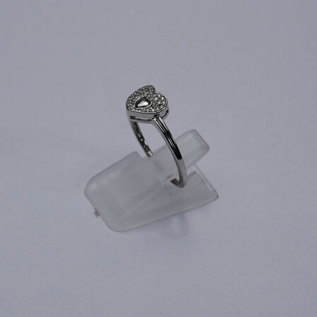 Diamant hjertering af 9 kt. hvidguld