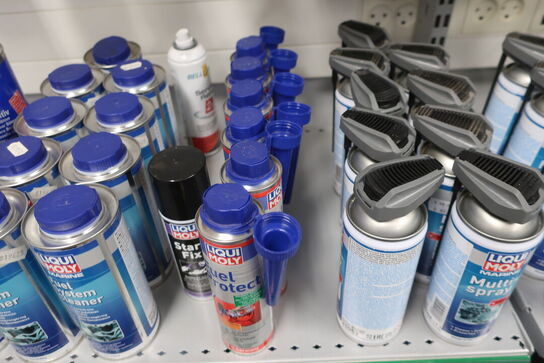 Hylde med div. Plejemidler LIQUI MOLY m.fl.