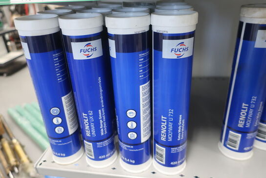 Hylde med div. Plejemidler FUCHS m.fl.