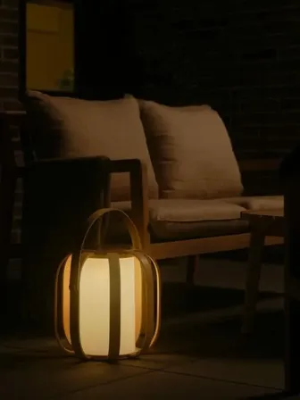 Nordlux bob soldrevet batterilampe bambus automatisk tænding(ubrugt)