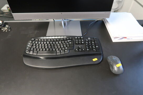 Computerskærm HP E27m, tastatur, mus