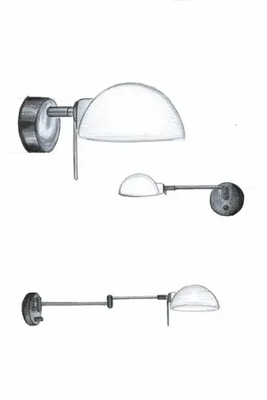 Halo design kjøbenhavn m. arm sort væglampe i opalglas og sort metal(ubrugt)