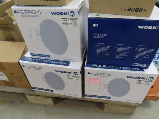 Palle med blandede højtalere og ophæng BOSE, WORK, MONACOR mv.