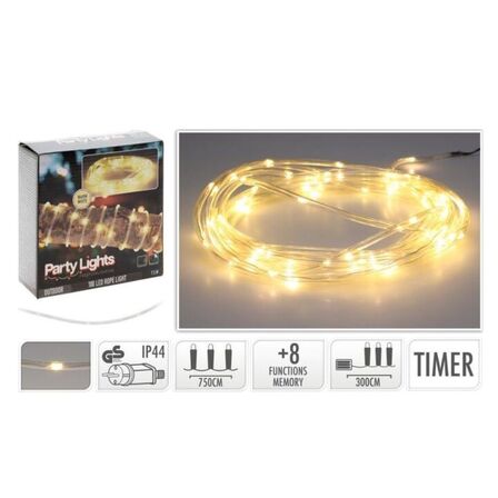 4 stk. led lyskæde m. 100 lys med timer udendørs - 7,5m(ubrugt)