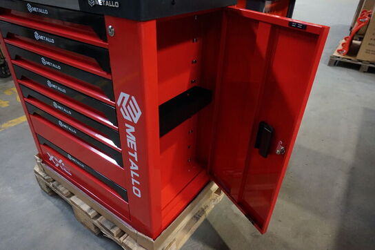 Metallo Værktøjsvogn XXL med værktøj og 7 skuffer og skab 