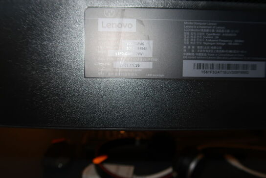 Computerskærm LENOVO T34W-20, tastatur, headset, mus og dockingstation 