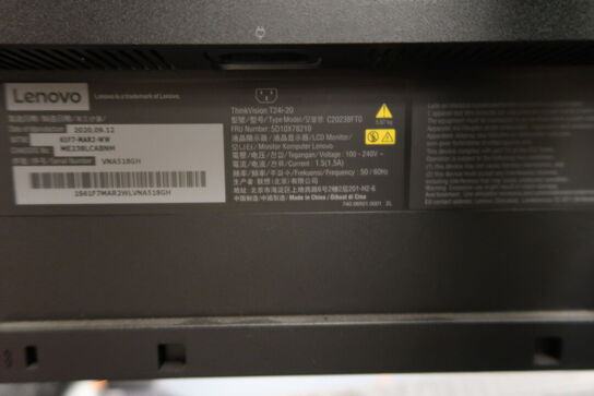 2 stk. computerskærme LENOVO T24i-20, tastatur, mus, dockingstation, headset