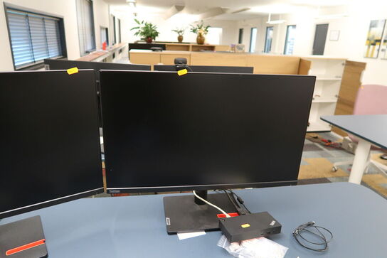 2 stk. computerskærme LENOVO T27i-30, tastatur, mus og dockingstation