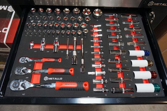 Metallo Værktøjsvogn XXL med værktøj og 7 skuffer 