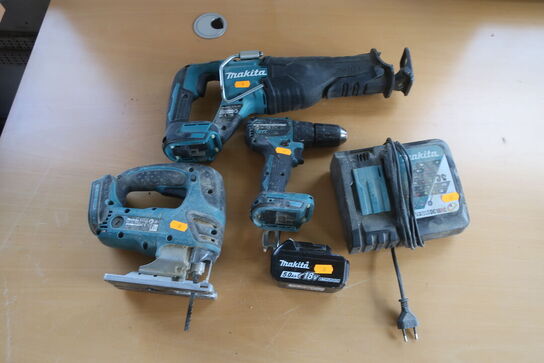 Akkuværktøj MAKITA stiksav, nøgler m.v. inkl. lader og ét batteri