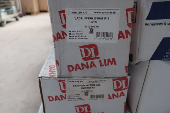 Div. lim/fugeprodukter DANA LIM, spande m.v.
