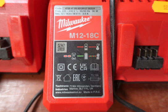 3 stk. MILWAUKEE opladere 12-18V