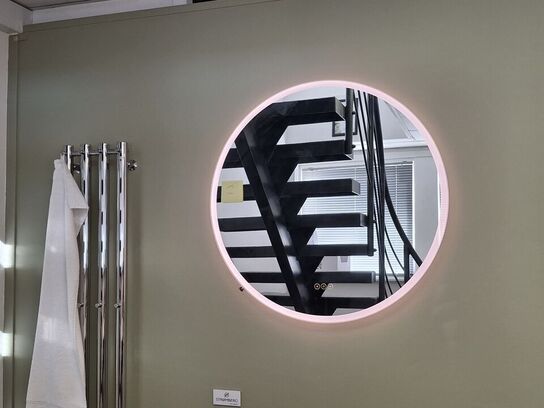 Spejl - Rund 80cm Spejl til badeværelse, med belysning.