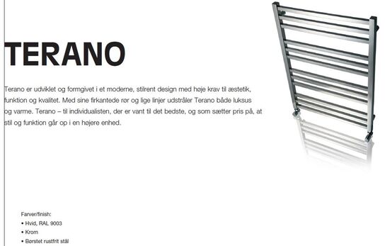 Ny Terano Hvidt håndklædetørrer 790 x 600