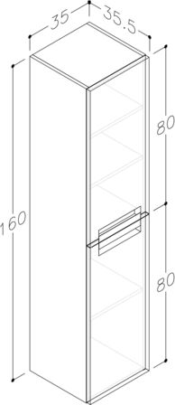 HE48 Enna højskab, ny, mat hvid, med E29 håndtag mat sort 246mm,2 stk