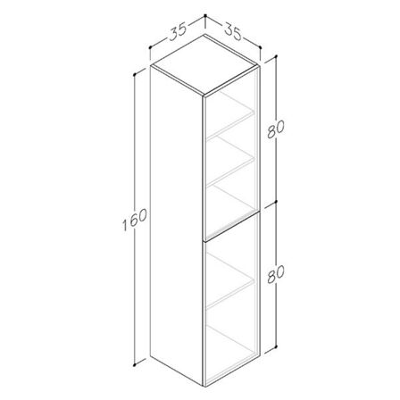 H42 Parma/Alba 2 Grå eg højskab, ny,  med 2stk G72 håndtag, krom