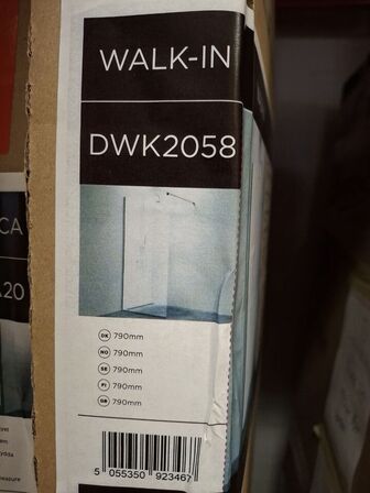 DWK2058 Walk-in Brusekabine 790 mm Klar Glas, Krom