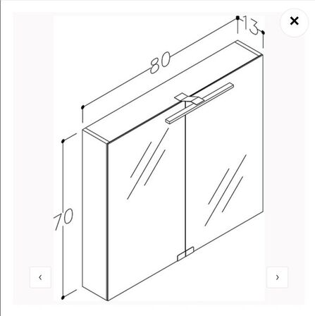 MS82 Ny Spejlskab 800x700mm, grå bardolino eg
