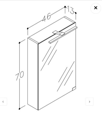 MS54 Ny Spejlskab 460x700mm, grå molina ask