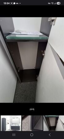 Domo højskab Mat Antracit og Domo spejlskab, mat antracit.