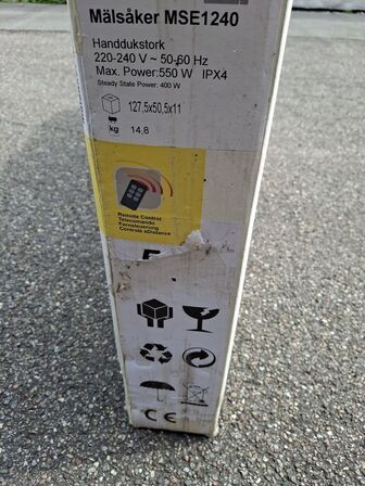 Elektrisk Glas og sort håndklædetørrer 400 x 1200