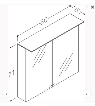MT82 Ny Spejlskab 800x700mm Grå Bardolino eg