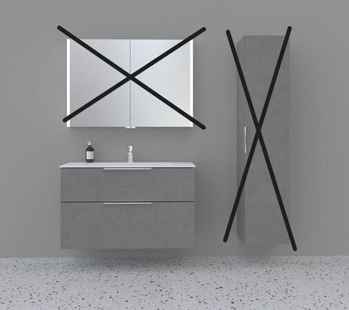 SB19 Altus vaskeskab 100cm, ny, Beton, med LED-belysning til skuffer