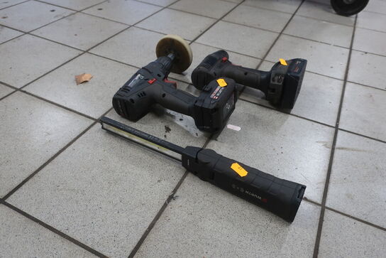 2 stk. skruemaskiner samt lampe WURTH