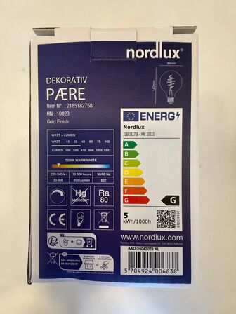 12 stk. nordlux e27 dæmpbar deco led pære 400 lumen(ubrugt)