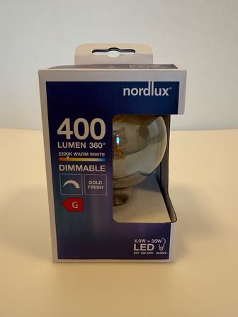 3 stk. nordlux e27 dæmpbar deco led pære 400 lumen(ubrugt)