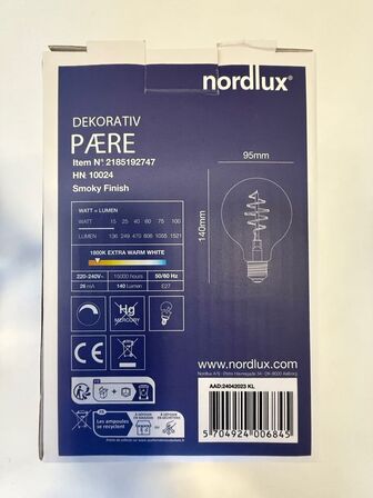 3 stk. nordlux e27 dæmpbar deco led pære 140 lumen(ubrugt)