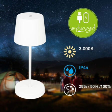 5 stk. briloner genopladelig udendørs led batteri bordlampe hvid(ubrugt)