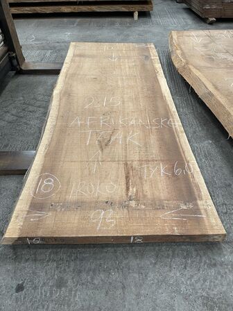 Træplanke i IROKO (Afr. teak) 2,15x0,93/0,90m - 6 cm tyk