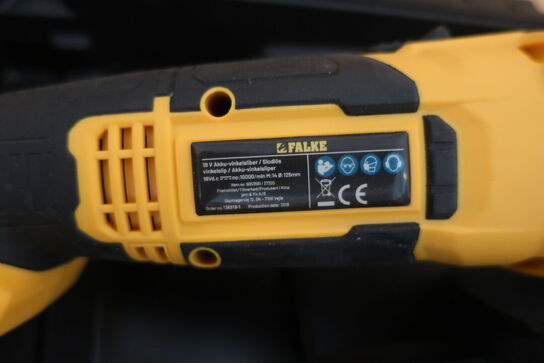 Værktøjssæt vinkelsliber, skrue/boremaskine, batteri, oplader FALKE akku 18V