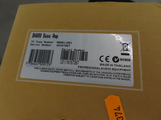 Forstærkertop - BH800 - TC ELECTRONIC