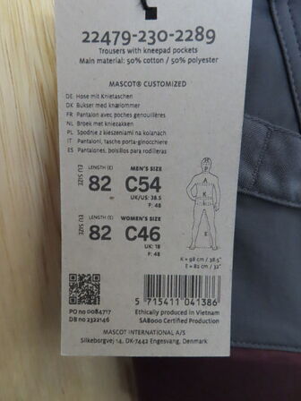 Bukser MASCOT UNISEX Str.: C54/46