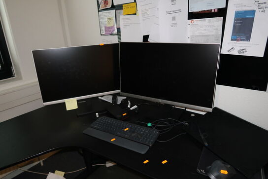 2 stk. computerskærme HP 27mq med dockingstation LENOVO Thinkpad Hybrid m.m.