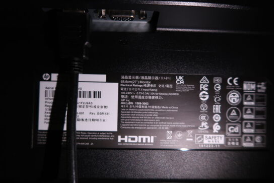 2 stk. computerskærme HP 27mq med dockingstation LENOVO Thinkpad Hybrid m.m.