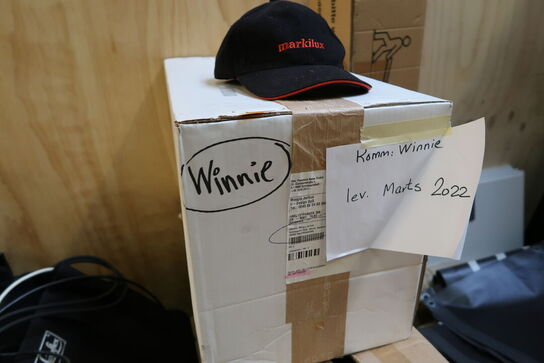 Div. Varelager, vareprøver, bord, skuffemoduler m.m.