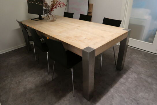 Bord med tillægsplader med 6 stk. stole