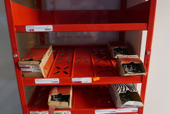 Reol med div. Skruer m.m.