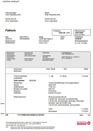Palleløfter med vægt, BT TOYOTA LHM230WI