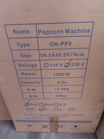 Popkornmaksine (ny i kasse)