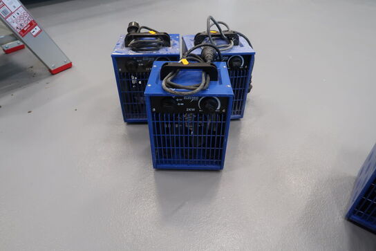 3 stk. varmeblæsere BLUE ELECTRIC
