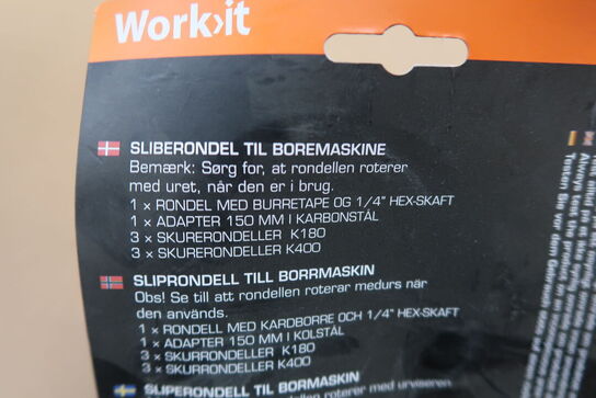 6 pk. Work-it power scrubs sliberondeller til boremaskine Ø100 mm